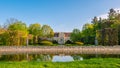 Abbots Palace in the rococo style and located in Oliwa Park in spring scenery. Royalty Free Stock Photo