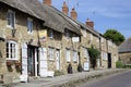 Abbotsbury village England. Thatched roofed houses Royalty Free Stock Photo