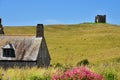 Abbotsbury village, Jurassic Coast, Dorset, UK. Cottage in countryside with St Catherine\'s Chapel on background Royalty Free Stock Photo