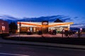 ABBOTSFORD, CANADA - FEBRUARY 10, 2020: A and W restaurant retail store strip mall in early morning