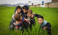 group of village kids very excited to have a group photo