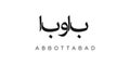 Abbottabad in the Pakistan emblem. The design features a geometric style, vector illustration with bold typography in a modern
