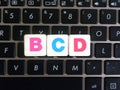 Abbreviation BCD on keyboard background Royalty Free Stock Photo