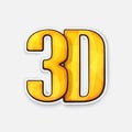 Abbreviation 3D for three-dimensional film. Icon for stereo movies. Movie industry