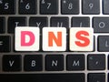Abbreviation DNS on keyboard background