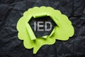 Abbreviation IED Intermittent Explosive Disorder and a torn paper brain. Royalty Free Stock Photo