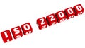 ISO 22000 text composed from red cubes