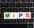 Abbreviation MIPS on keyboard background