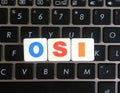 Abbreviation OSI on keyboard background