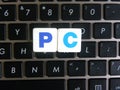 Abbreviation PC on keyboard background