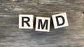 The abbreviation RMD is made from wooden building blocks