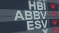 ABBVIE ABBV stock ticker with decreasing arrow, conceptual Editorial crisis related 3D rendering