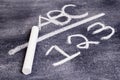 ABC and 123 on Chalk Board. Royalty Free Stock Photo