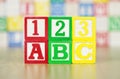 ABC and 123 Spelled Out in Alphabet Building Block