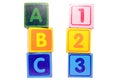 Abc 123 in toy play block letters Royalty Free Stock Photo