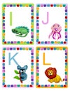 ABC alphabet baby animals flash educational cards poster