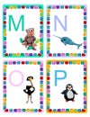 ABC alphabet baby animals flash educational cards poster