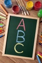 ABC alphabet, basic reading and writing, chalk blackboard Royalty Free Stock Photo