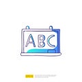ABC Alphabet on chalkboard doodle icon for education and back to school concept. Gradient fill line sign symbol vector Royalty Free Stock Photo