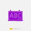 ABC Alphabet on chalkboard doodle icon for education and back to school concept. Solid glyph sign symbol vector illustration Royalty Free Stock Photo