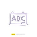 ABC Alphabet on chalkboard doodle icon for education and back to school concept. stroke line sign symbol vector illustration Royalty Free Stock Photo