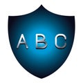 ABC alphabet font letters blue security shield symbol