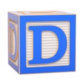 ABC Alphabet Wooden Block with D letter. 3D rendering Royalty Free Stock Photo