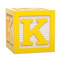 ABC Alphabet Wooden Block with K letter. 3D rendering