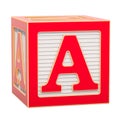 ABC Alphabet Wooden Block with A letter. 3D rendering Royalty Free Stock Photo
