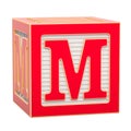 ABC Alphabet Wooden Block with M letter. 3D rendering