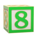 ABC Alphabet Wooden Block with number 8, 3D rendering