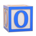 ABC Alphabet Wooden Block with number 0, 3D rendering