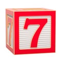 ABC Alphabet Wooden Block with number 7, 3D rendering