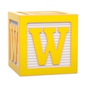 ABC Alphabet Wooden Block with W letter. 3D rendering