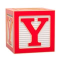 ABC Alphabet Wooden Block with Y letter. 3D rendering