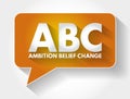 ABC - Ambition Belief Change acronym message bubble, business concept background