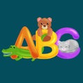 Abc animal letters for school or kindergarten children alphabet education isolated Royalty Free Stock Photo