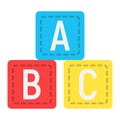 ABC blocks flat icon, alphabet cubes and education