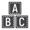 ABC blocks solid icon, alphabet cubes education