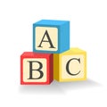 ABC blocks. Toy cubes with alphabet letters. Isolated illustration. Vector.