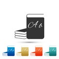 ABC book icon isolated on white background. Dictionary book sign. Alphabet book icon. Set elements in colored icons Royalty Free Stock Photo