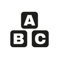 ABC building blocks icon. ABC bricks vector design. Baby bricks symbol. web. graphic. JPG. AI. app. logo. object. flat Royalty Free Stock Photo