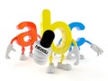 ABC character holding interview microphone