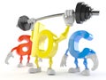 ABC character lifting heavy barbell