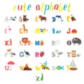 ABC. Children alphabet with cute cartoon animals and other funny Royalty Free Stock Photo