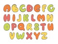 ABC Colorful english alphabet. Bright Letter. Cartoon font for design