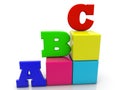 ABC concept in the form of steps above different colored toy blocks Royalty Free Stock Photo