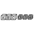 ABC cubes alphabet line and solid icon, linguistics concept, toy cubes with letters vector sign on white background