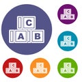 ABC cubes icons set