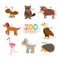 ABC. Cute zoo alphabet in vector. Funny cartoon animals. Ant, be Royalty Free Stock Photo